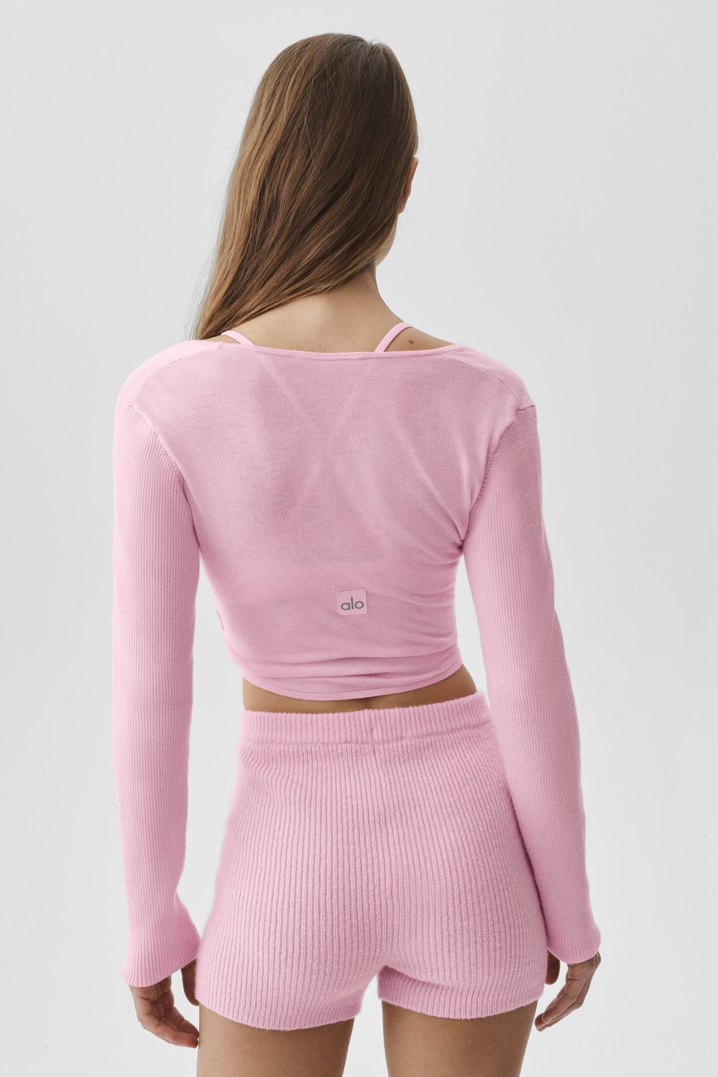 Sweater Knit Crossover Long Sleeve - Pink Marshmallow
