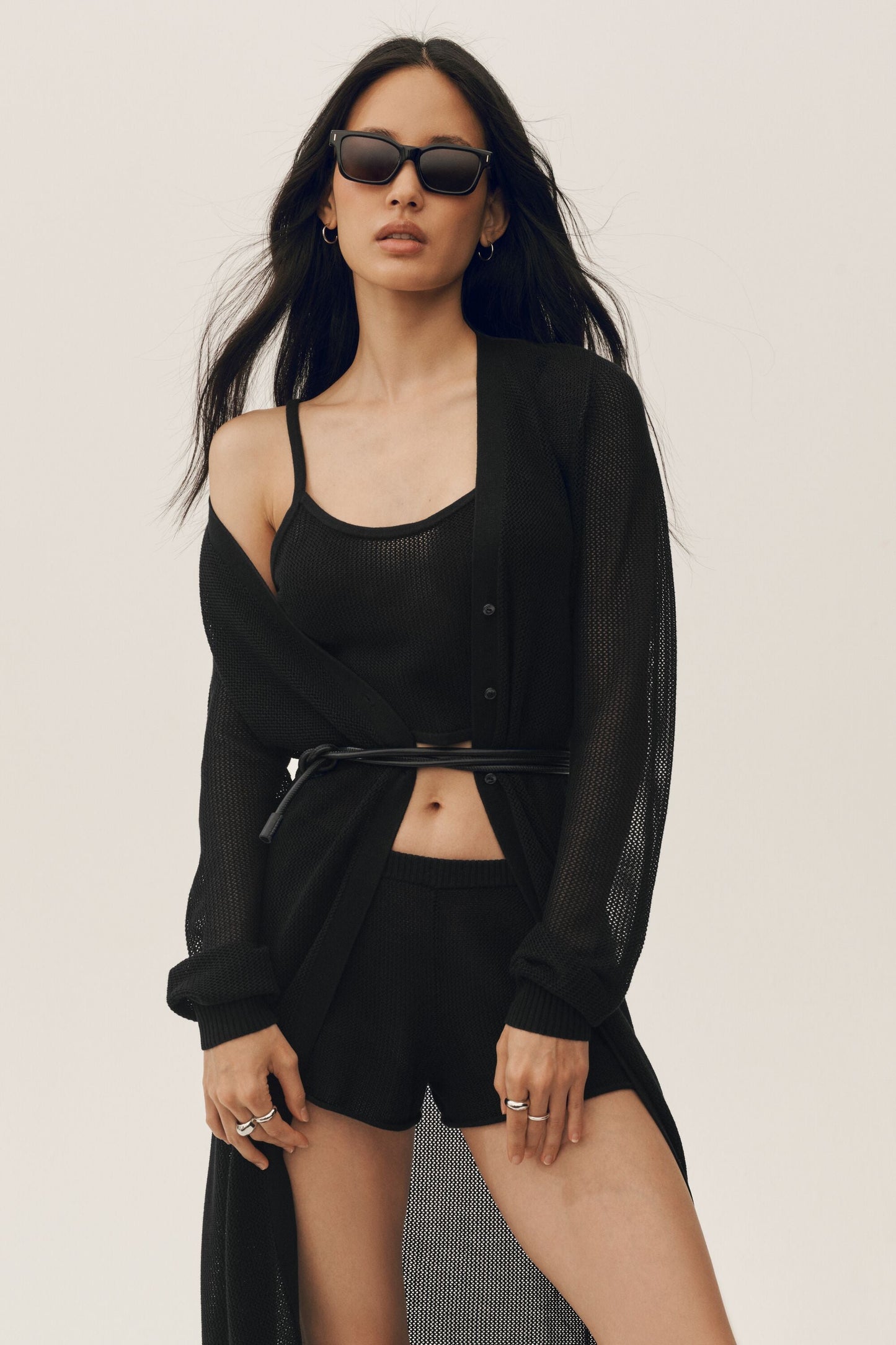 Silk Cashmere Heatwave Long Cardigan - Black