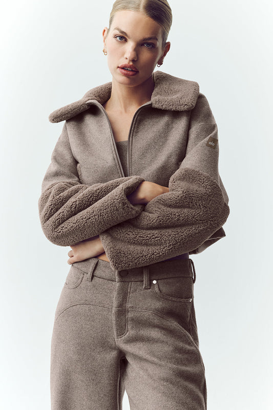 Wool Blend Nightfall Bomber - Alpine Cocoa Heather