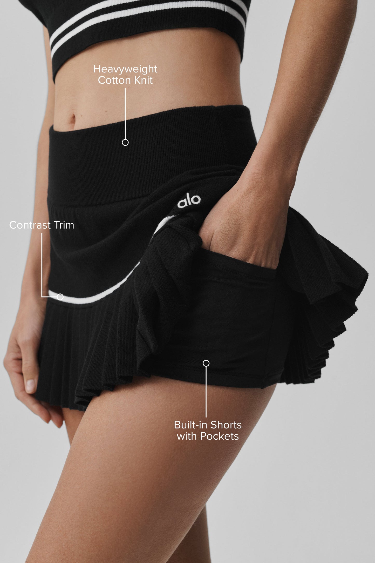Scholar Knit High-Waist My Serve Tennis Skirt - Black/White